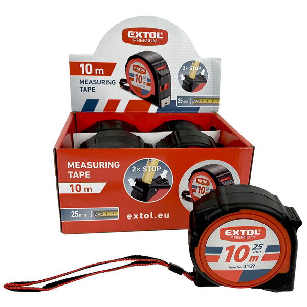 mérőszalag, gumírozott, 2 stoppos; 10m×25mm termék fő termékképe