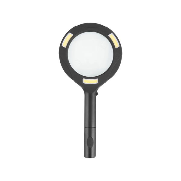 nagyító LED lámpa, kézi, 3×0,5 W COB, 80 Lm, 3× nagyítás; műanyag ház, elem nélkül, CE termék fő termékképe