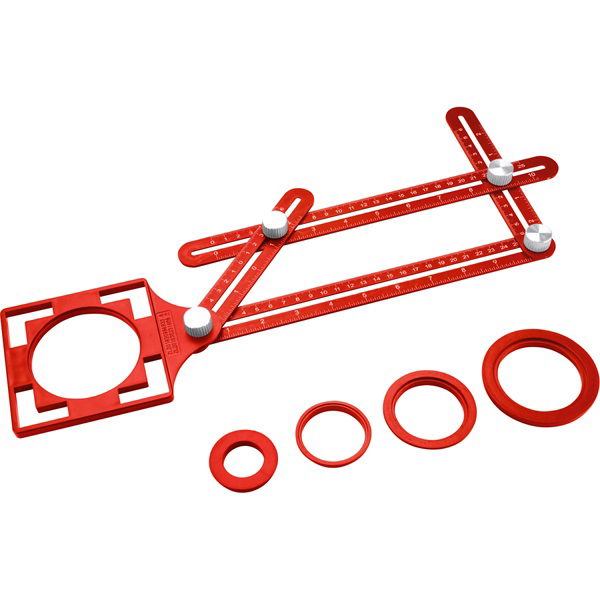 négyoldalú vonalzó (szögmásoló, szögsablon), 250×120 mm, ALU termék fő termékképe