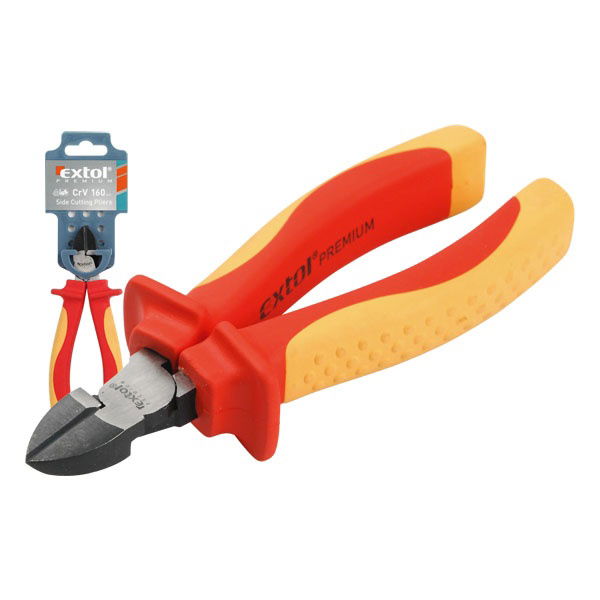 oldalcsípő fogó, 160mm, szigetelt, 1000V, VDE, DIN ISO 5749, CV, duál piros/sárga nyél, akasztós szerszámtartó termék fő termékképe