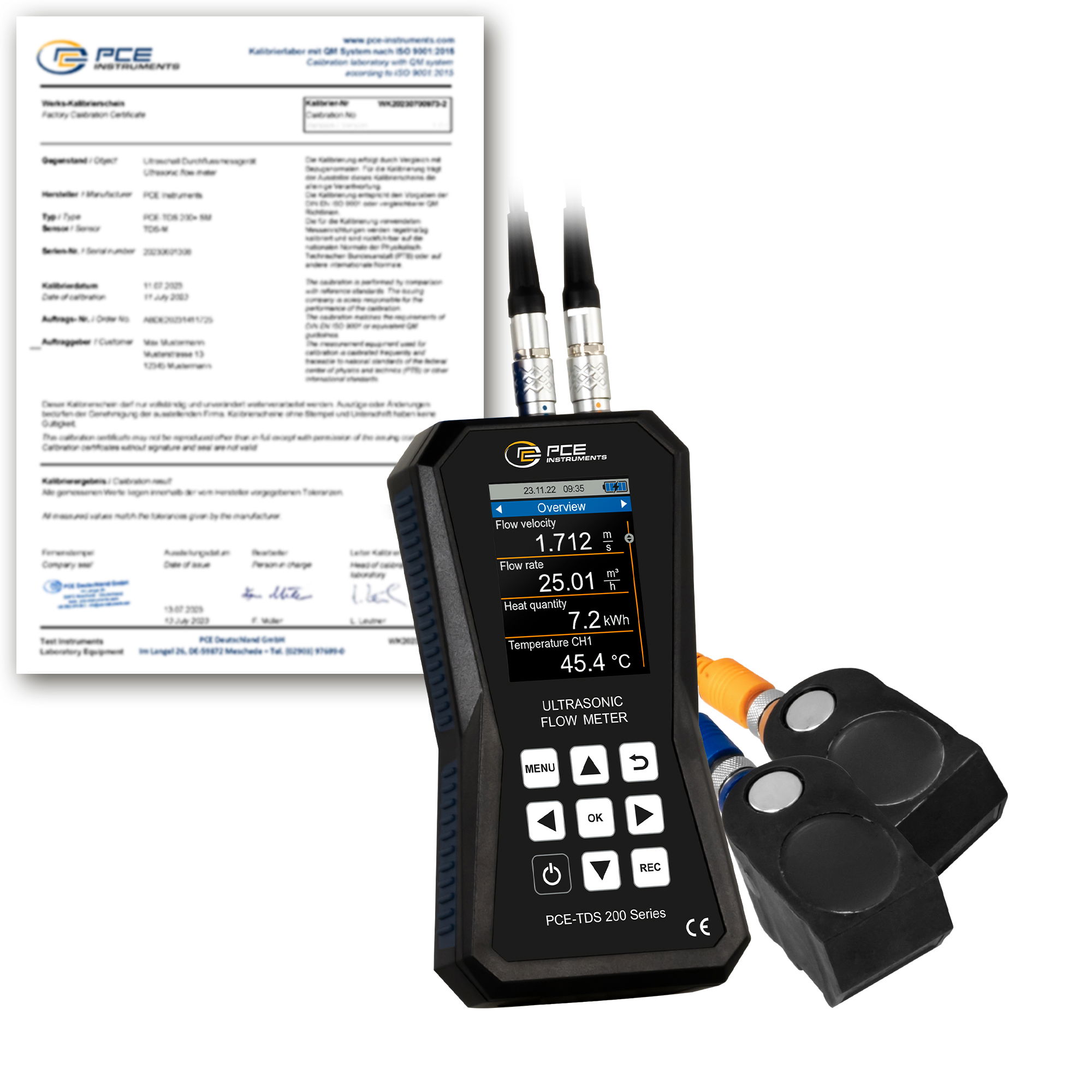 Pce-tds 200 m-ica ultrahangos átfolyásmérő kalibrálási okirattal termék fő termékképe