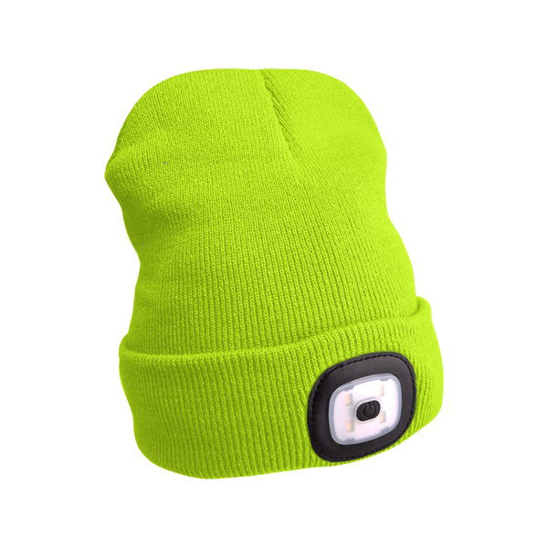 sapka, sárga, kötött, kivehető LED homloklámpával, 4×45 Lumen; USB tölthető Li-ion akku, 3 funkció (100%-75%-50% fénye.) termék fő termékképe