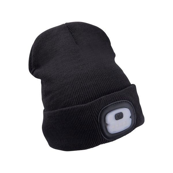 sapka, sötétszürke, kötött, kivehető LED homloklámpával, 4×25 Lumen; USB tölthető Li-ion akku, 3funkció (100%-75%-50%) termék fő termékképe