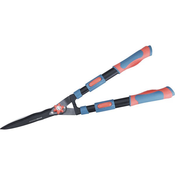 sövényvágó olló, hullámos, tapadásmentes penge, teleszkópos, 690-890mm, ellipszis, gumírozott műanyag termék fő termékképe