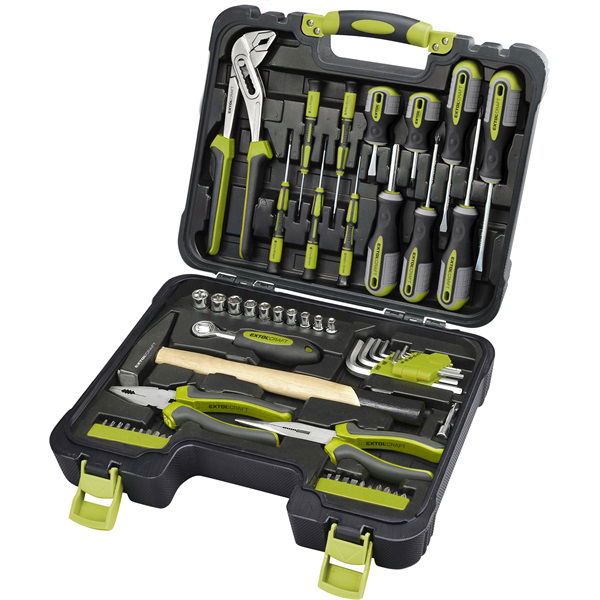 szerszámkészlet, 57db, 1/4" CV.; 10 dugófej(4-13mm), racsnis kar+fogók,csavarhúzók,órás csavarhúzók, imbuszkulcs,BIT-ek termék fő termékképe