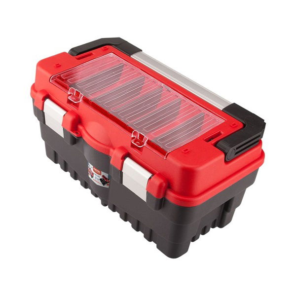 szerszámosláda, műanyag 462×256×242mm, fémcsatos, tálcával, lakatolható termék fő termékképe