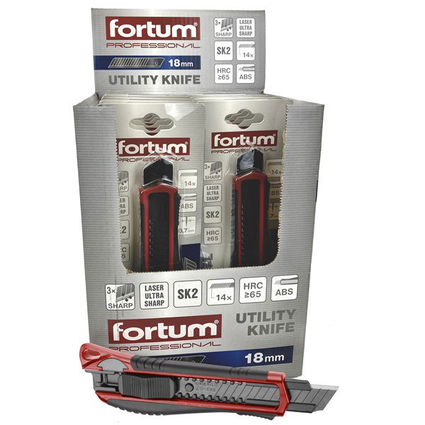 tapétavágó kés, gumirozott  ABS+acél házas; 18 mm, pótpenge: 4780003 termék fő termékképe