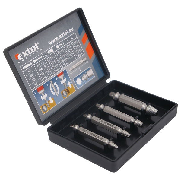 törtcsavar kiszedő klt. 4db (2,7-3,5-4,0-6,0 mm)×51mm, HSS termék fő termékképe