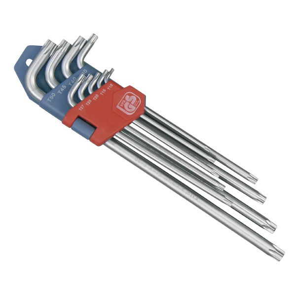 torx kulcs klt. 9db, extra hosszú; T10-T50, hosszú szár: tömör, rövid szár: lyukas, CV., 90-225mm termék fő termékképe