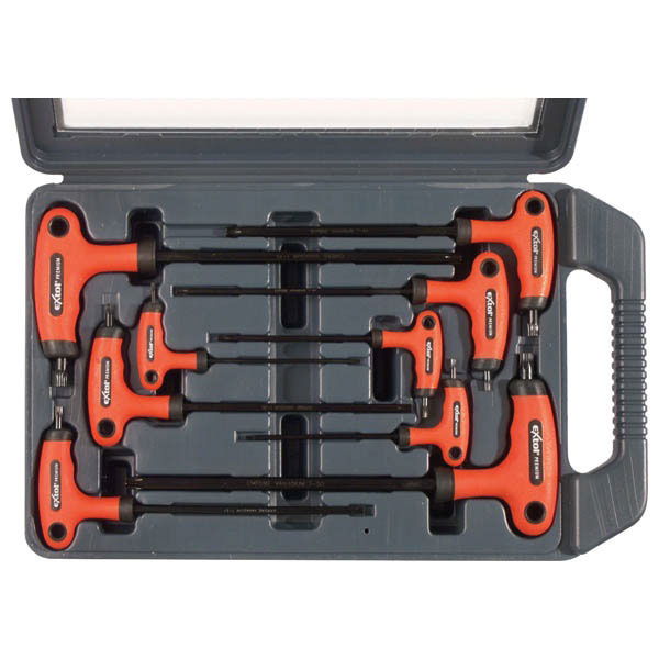 torx kulcs klt., 9db ; CV., gumírozott T-nyelű, T10×100, T15×100, T20×100, T25×150, T27×150, T30×150, T40×150, T45×200, termék fő termékképe