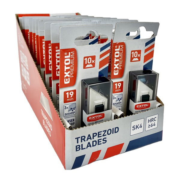 trapézpenge klt. 10 db, 19×61mm, SK4 acél, HRC >64, tripla vágóél termék fő termékképe