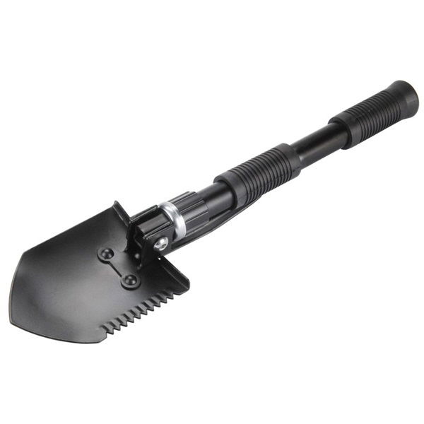 túraásó, összecsukható; hossz:40cm, szélesség: 9,5cm, kapa-, csákány- és fűrész módon is használható, vászon tartóban termék fő termékképe