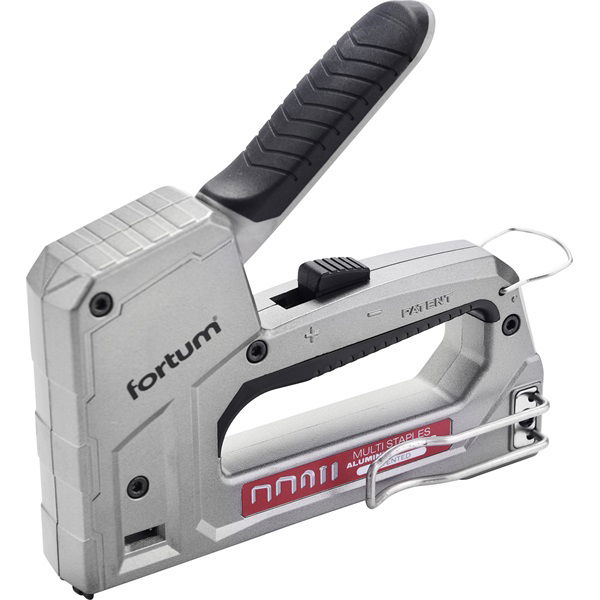 tűzőgép, ALUházas, profi, 6 funkciós; kapocs: 6-14×10,6mm és ×11,3mm, U-kapocs10-14×7,6mm, szegek: max.15×2×1,2mm FORTUM termék fő termékképe