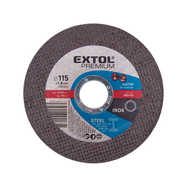 vágókorong acélhoz/inoxhoz, kék; 115×1,0×22,2mm, max 13300 ford/perc, (darabáras, de csak ötösével rendelhető) termék fő termékképe