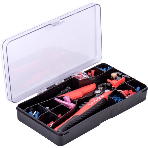 vezeték csupaszító (blankoló) és krimpelő fogó klt., 231 db, automata: 0,2-6 mm2, 205mm, CR12MoV termék fő termékképe