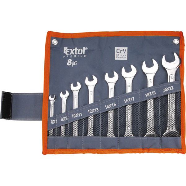villáskulcs klt., CrV., vászon tartóban; 8db, 6-22mm termék fő termékképe