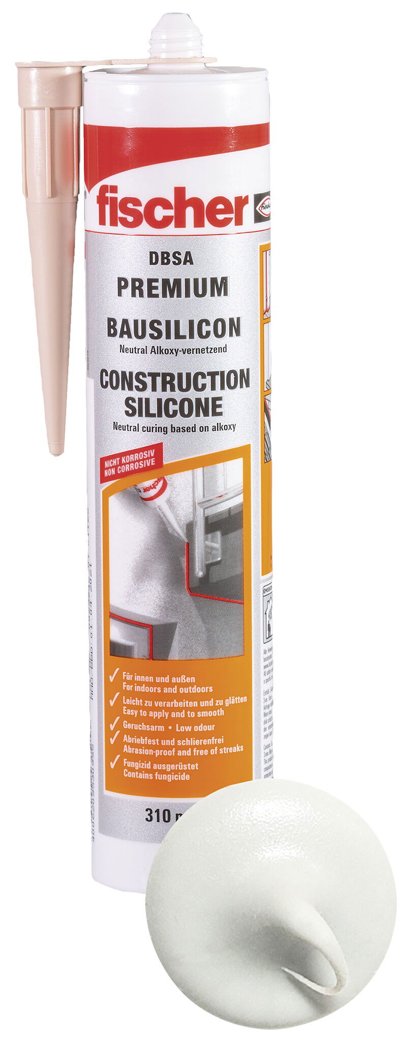 Fischer DBSA W építőszilikon (DE/EN), fehér, 310 ml termék fő termékképe